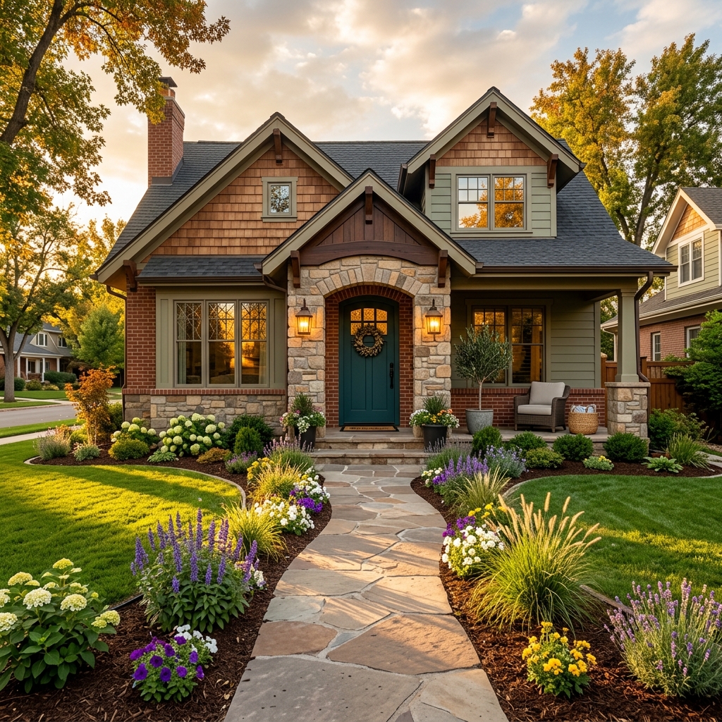 Beautifully staged Denver home at golden hour